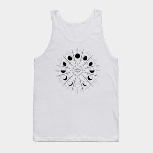 Sun Sword and Moon Phases Black Tank Top